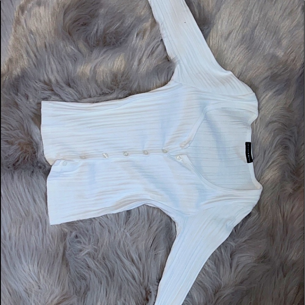 Brandy Melville tight white button down shirt